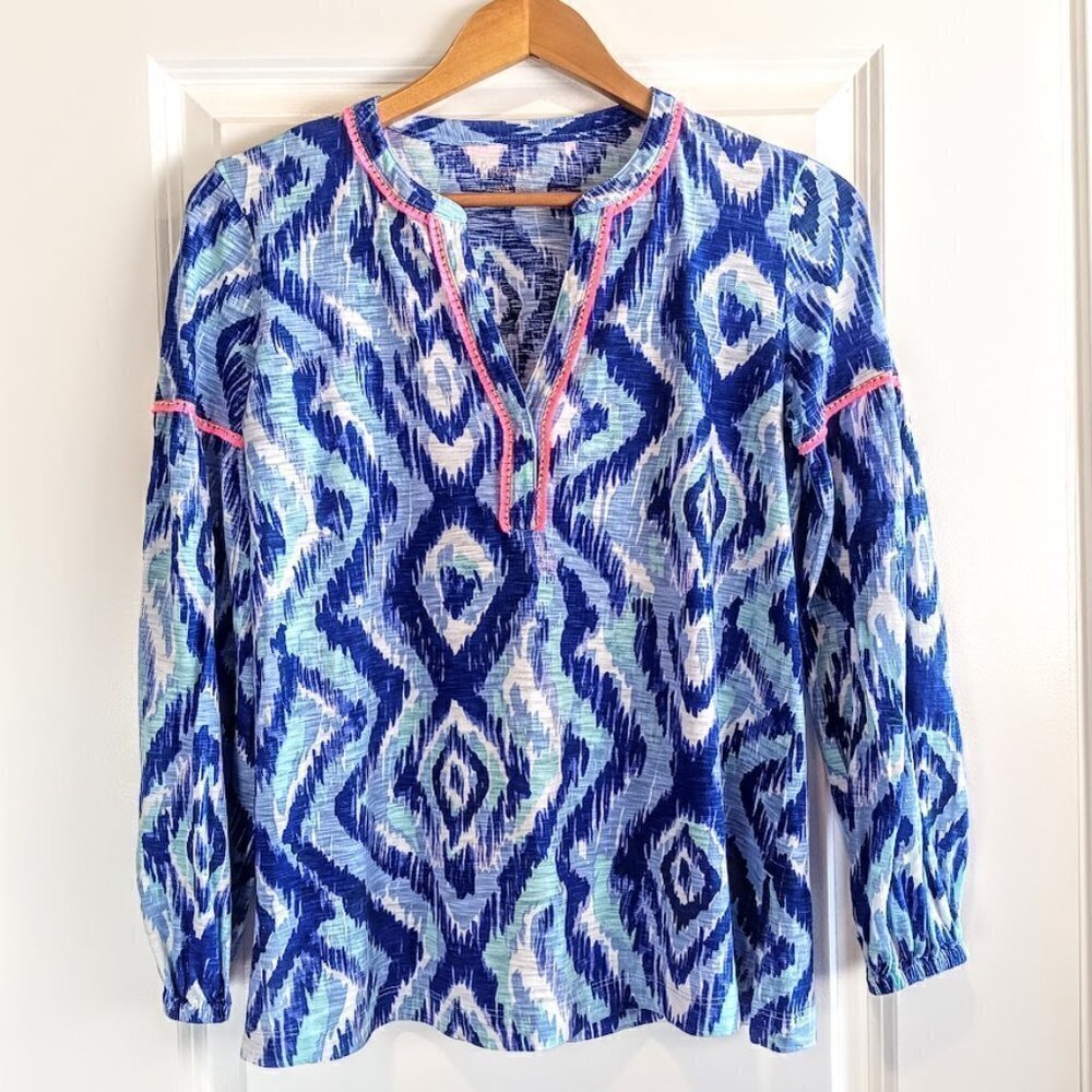 Lilly Pulitzer Blue Kalissa Knit Cotton Tunic Top XS